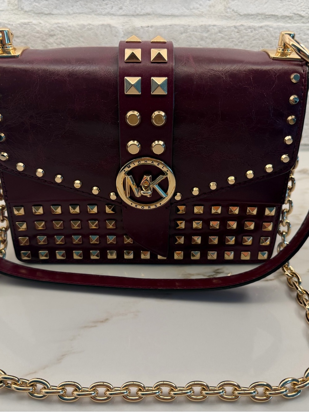 Michael Kors Greenwich SM Conv Crossbody DK Berry 32F1GGRC5L New Tag unattached